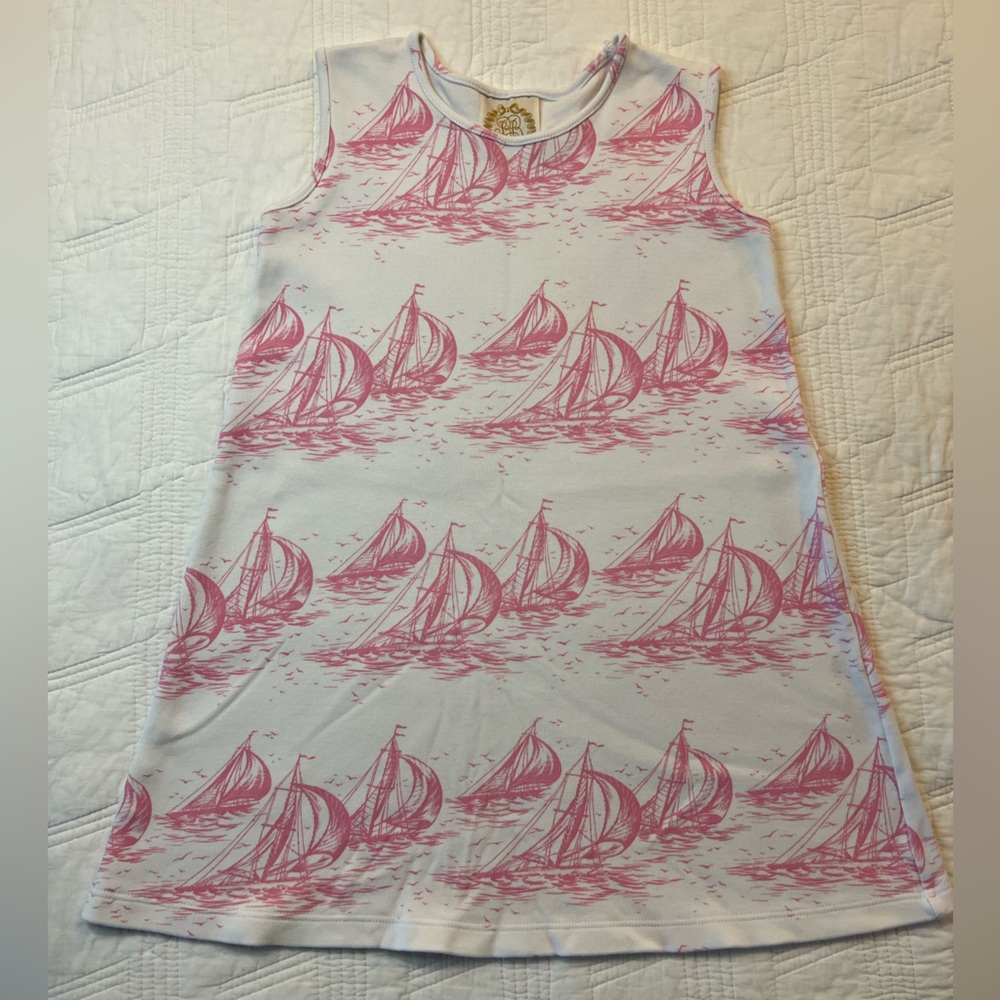 The Beaufort Bonnet Company White and Pink Girls Sailboat dress size 7